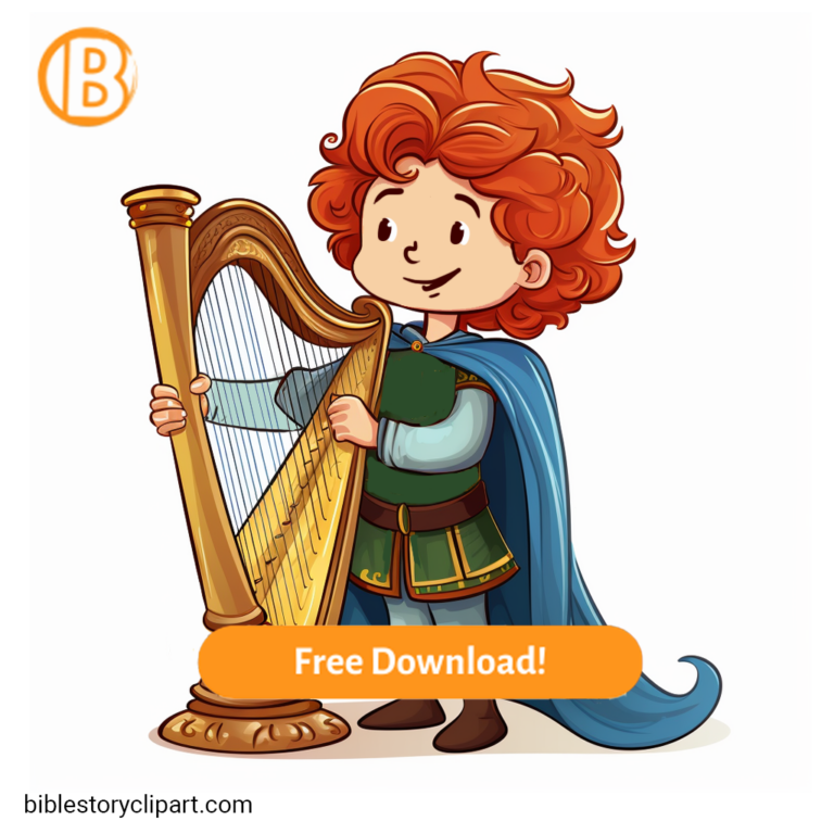 David Playing His Harp for King Saul - Bible Story Clipart
