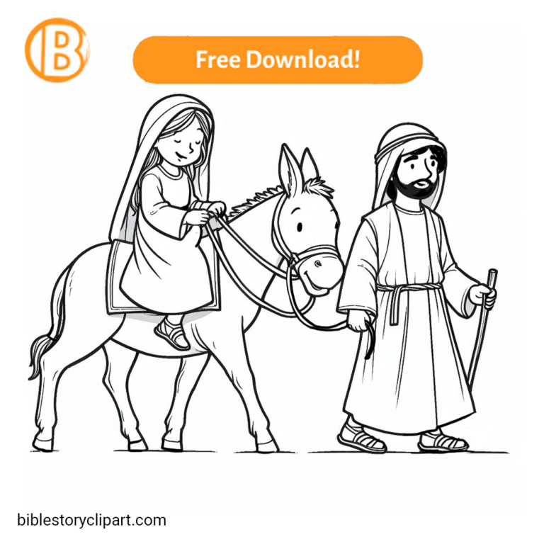 Mary and Joseph Travel to Bethlehem - Bible Story Clipart