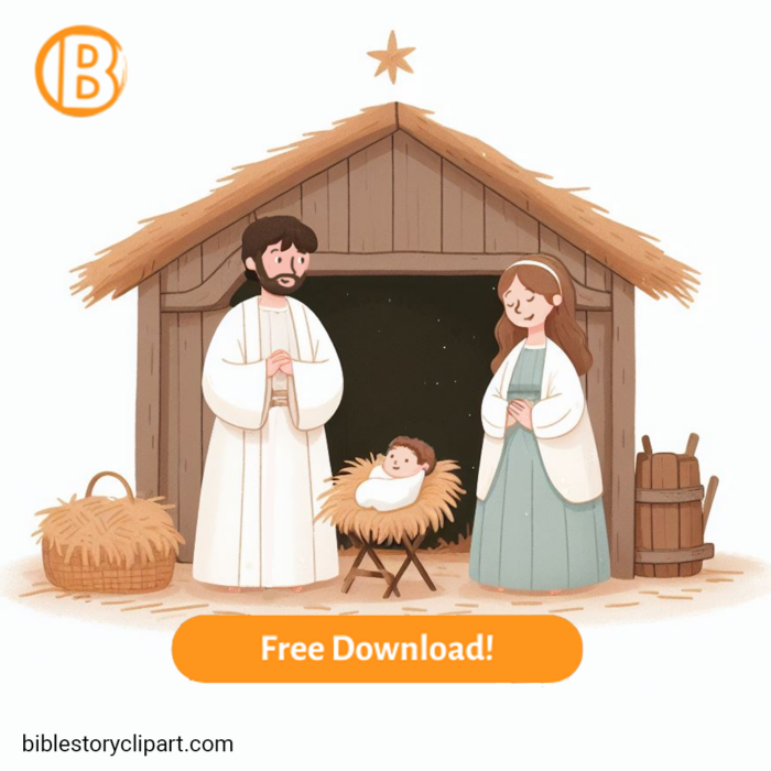 The Nativity Scene- Mary, Joseph, and Baby Jesus in a Manger - Bible ...