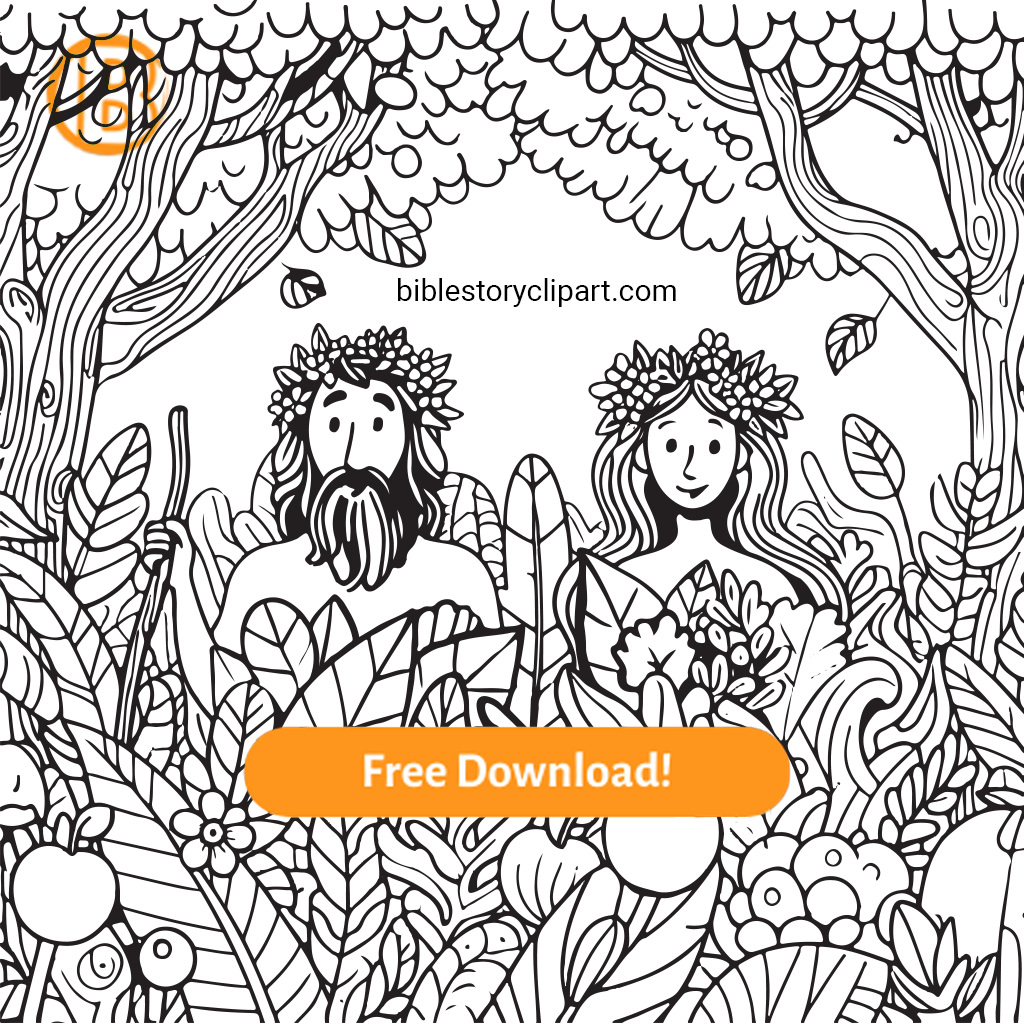 Adam And Eve In The Garden Coloring Page Adam And Eve In The Garden Coloring Page