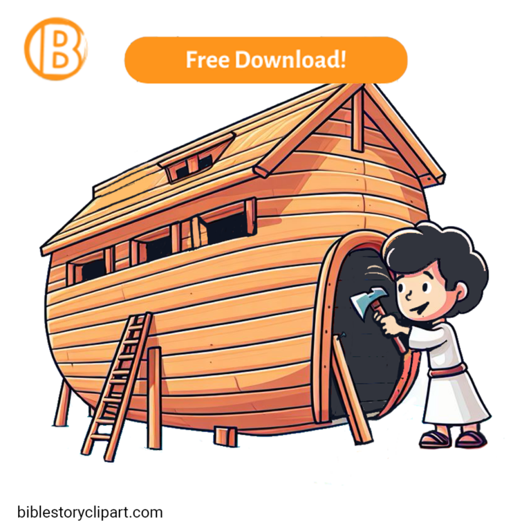 Building the Ark Coloring Page - Bible Story Clipart