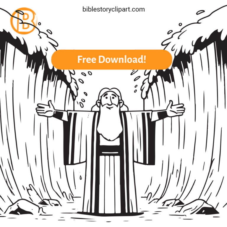Moses Parting the Red Sea Coloring Page - Bible Story Clipart