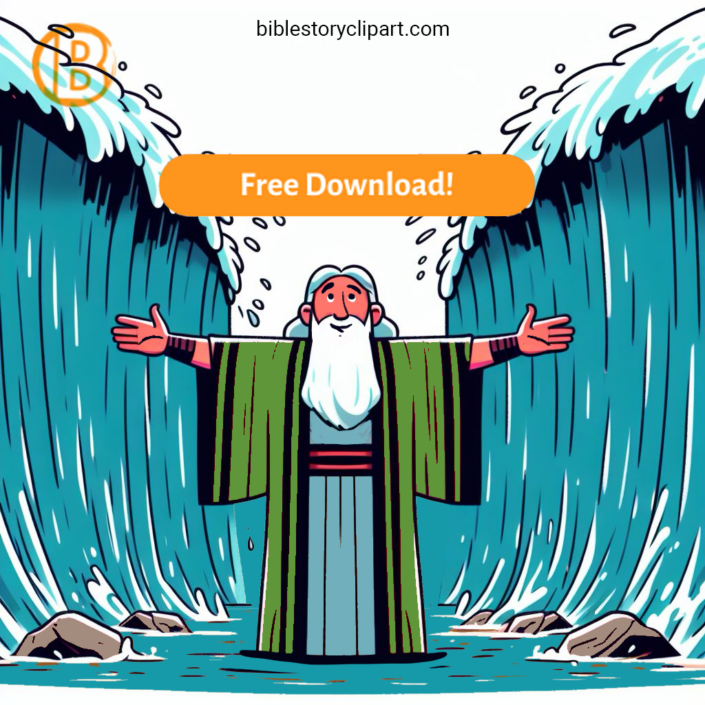 Moses Parting the Red Sea Coloring Page - Bible Story Clipart