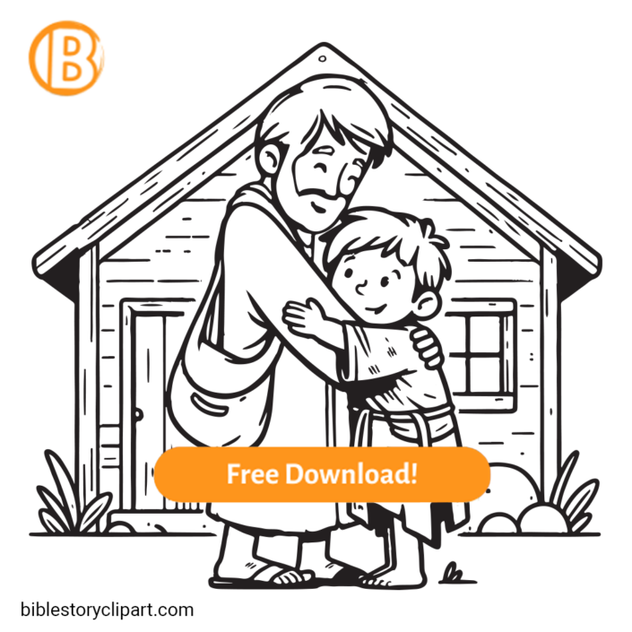 The Prodigal Son Coloring Page - Bible Story Clipart