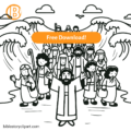Crossing the Red Sea Coloring Page - Bible Story Clipart