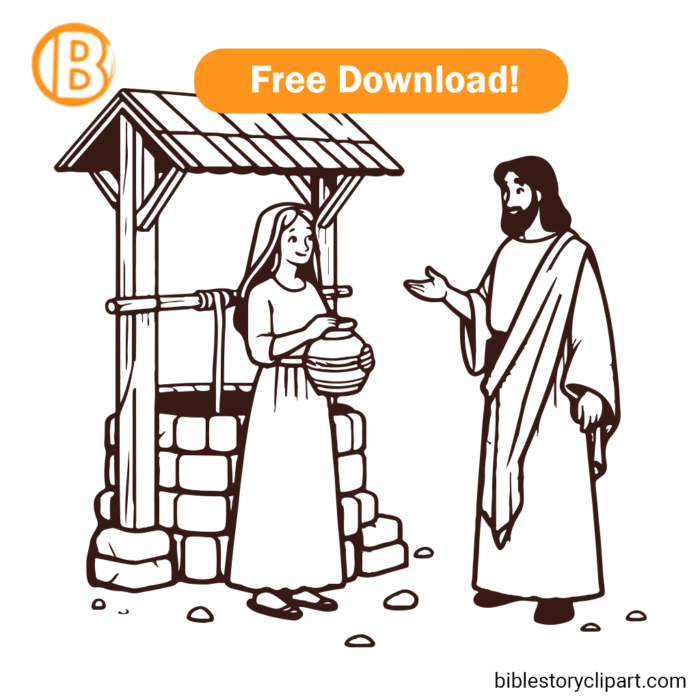 Jesus Talks to Samaritan Woman Coloring Page