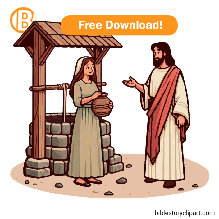 Jesus Talks to Samaritan Woman At the Well Coloring Page - Bible Story ...