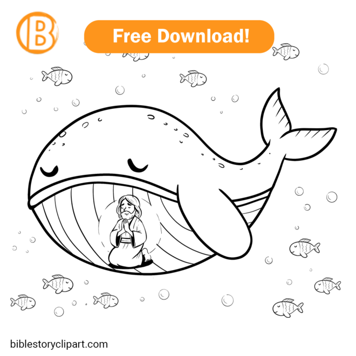 Jonah and the Big Fish Bible Story Clipart