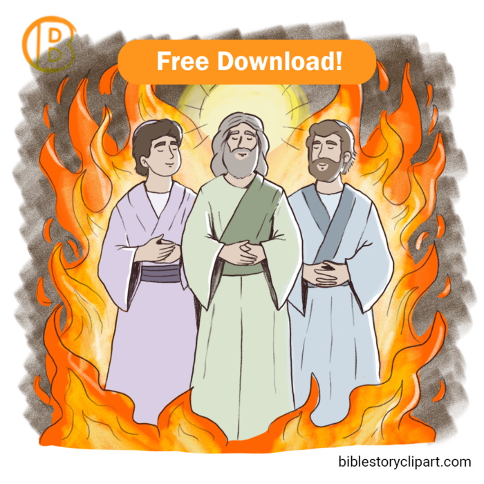 Shadrach, Meshach and Abednego Coloring Page - Bible Story Clipart