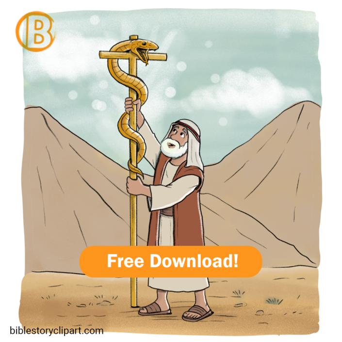 Moses Lifts Up the Bronze Serpent Bible Story Clipart