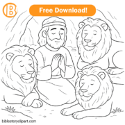 Daniel in the lions' den coloring page