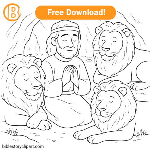Daniel in the lions' den coloring page