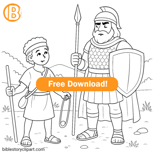 David and Goliath Coloring Page