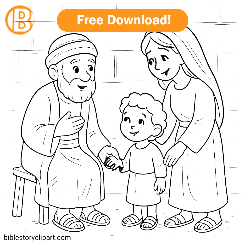 Hannah Dedicates Samuel at the Temple Coloring Page