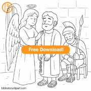 Peter Freed by the Angel Coloring Page