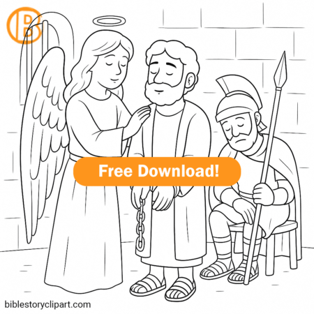 Peter Freed by the Angel Coloring Page
