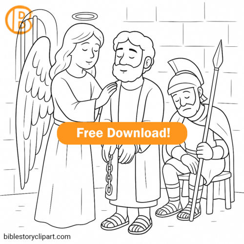 Peter Freed by the Angel Coloring Page