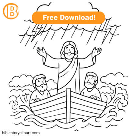 Jesus calming the storm coloring page