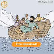 Jonah being thrown overboard during the storm at sea