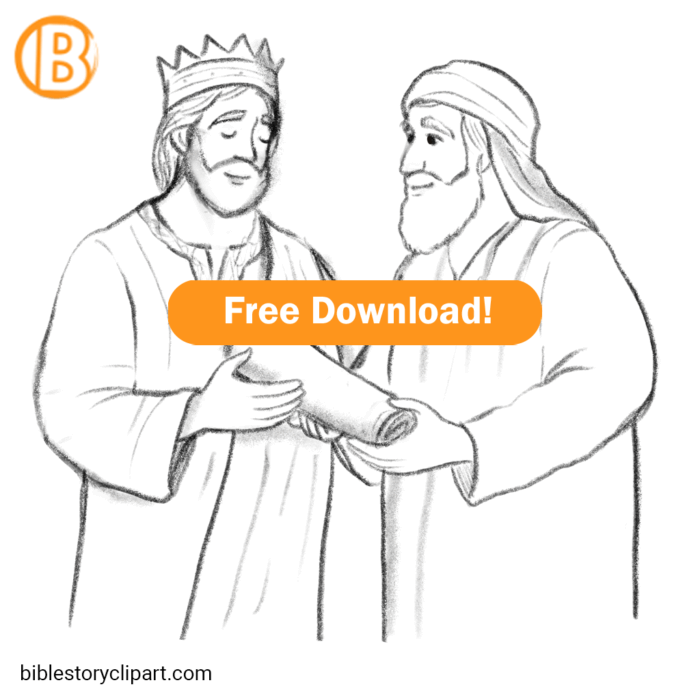 King Josiah Finds the Book of the Law Coloring Page - Bible Story Clipart