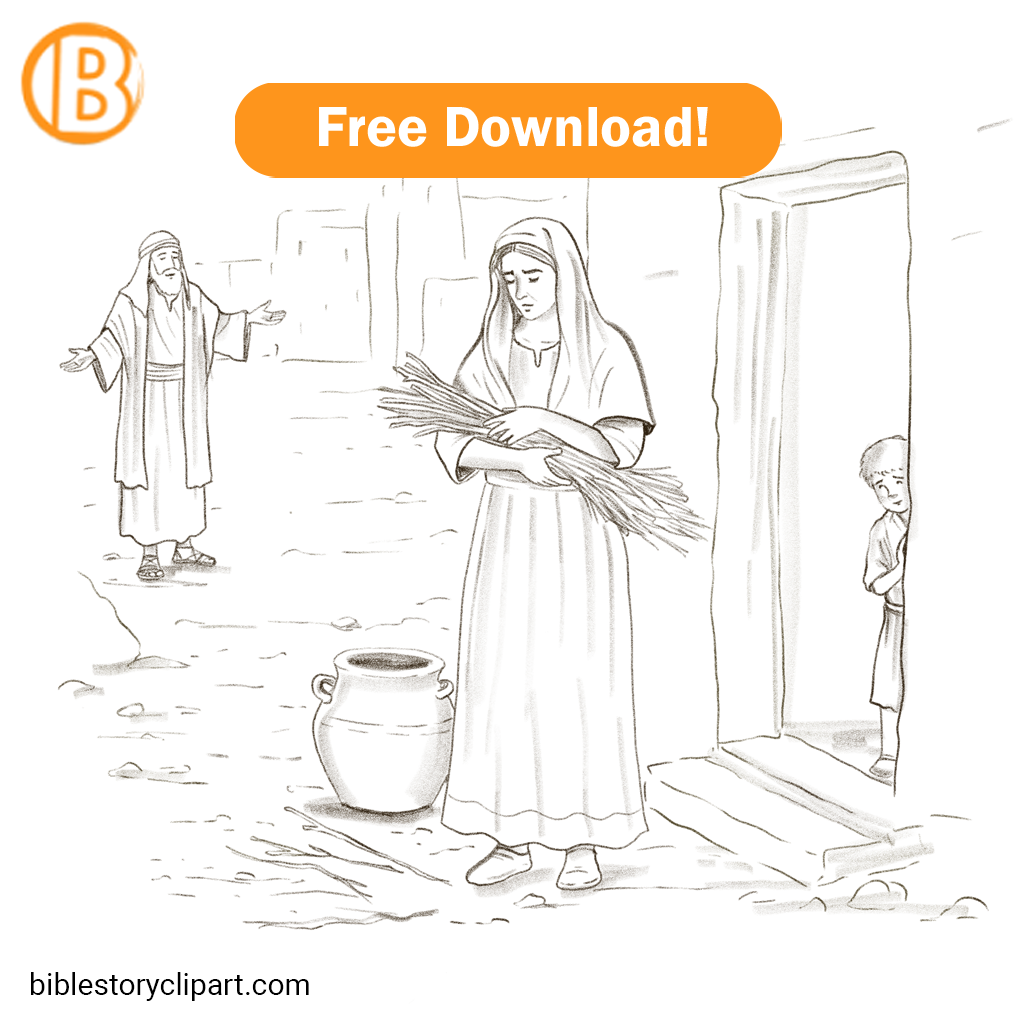 Elijah and the Widow of Zarephath Coloring Page